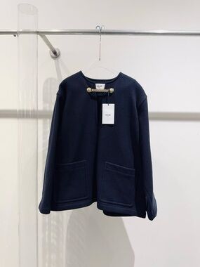 🚩steal Celine Black Wool Blend Cardigan Jacket with Signature Tag